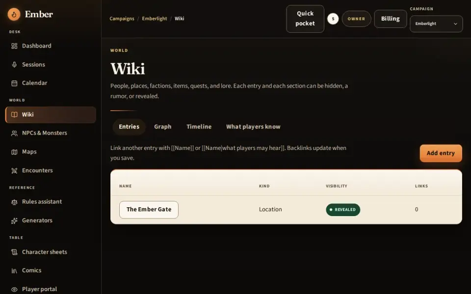 A wiki entry with a hidden note held back from players